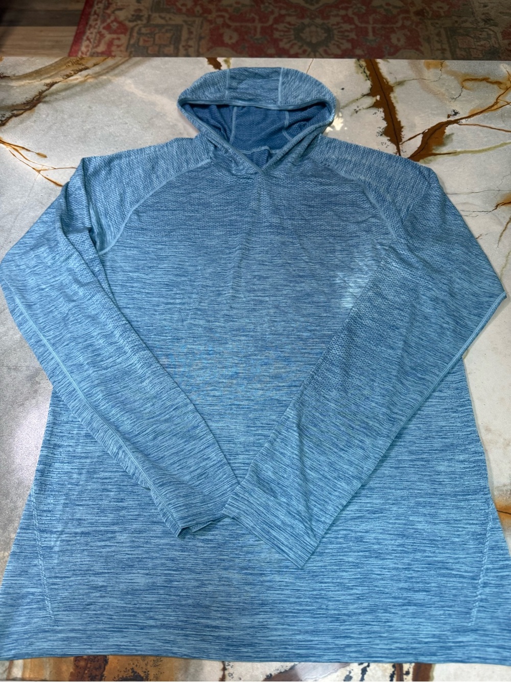 lululemon Metal Vent Tech Blue Heathered Lightweight Pullover Hoodie